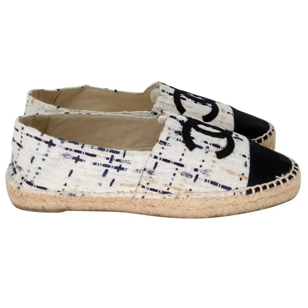 Chanel Espadrille 36 Tweed Cap Toe Cc Runway Multi Flats CC-S0207P-C006 - Picture 6 of 10